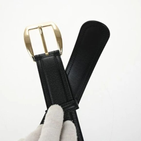GUCCI Logo Belt 80/32 35mm Leather Black GHW Italy 68TA242 main image 10